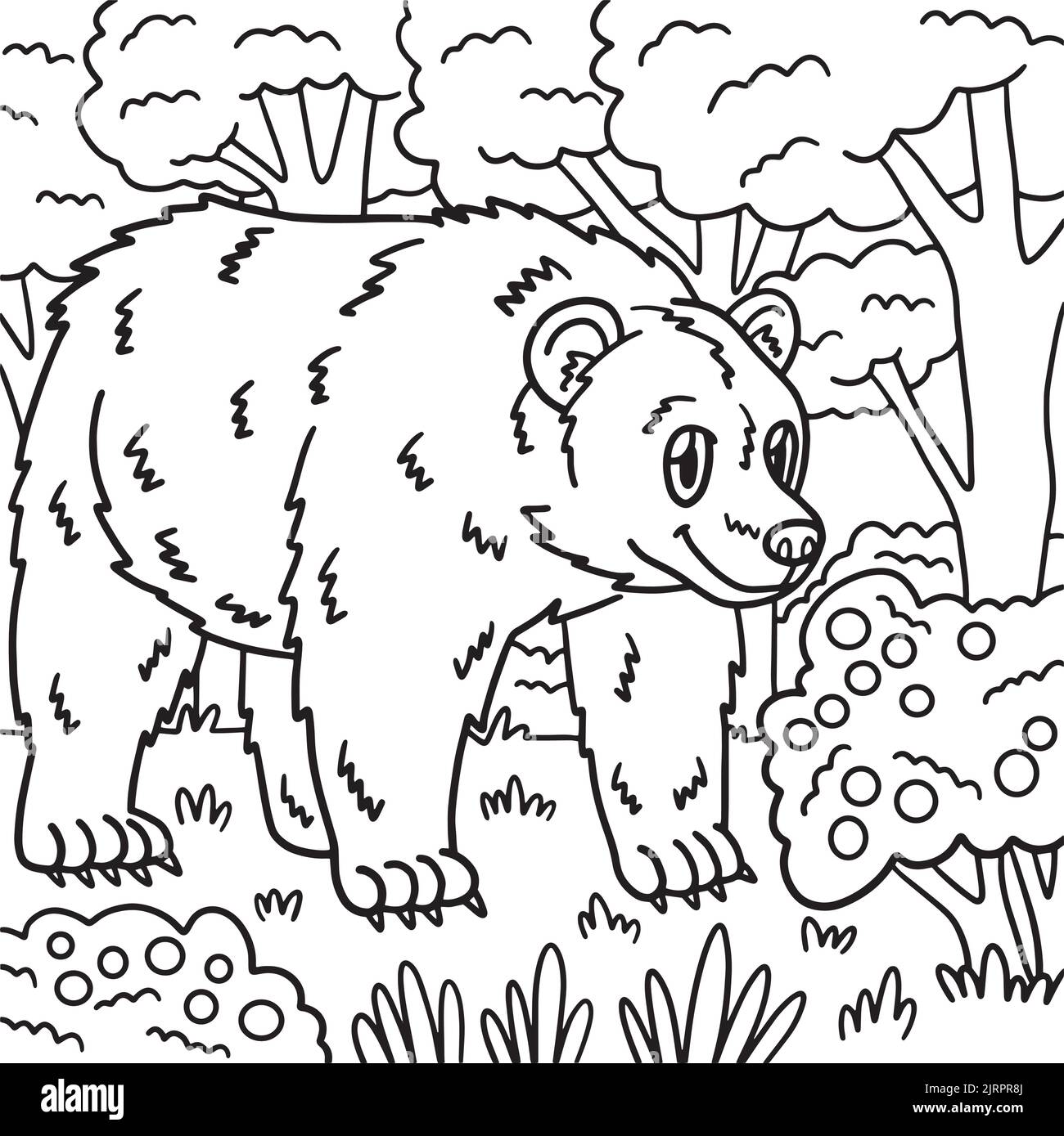 Bear Animal Coloring Page for Kids Stock Vector
