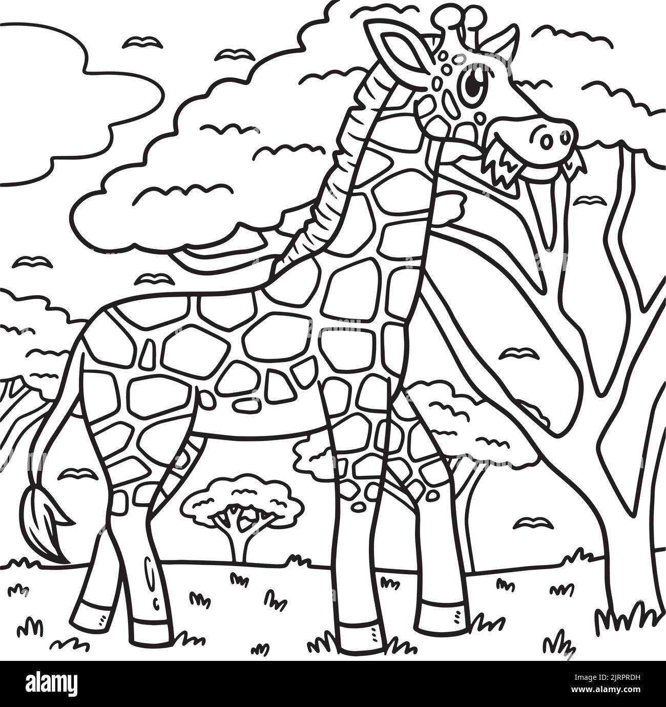 Giraffe Animal Coloring Page for Kids Stock Vector Image & Art - Alamy