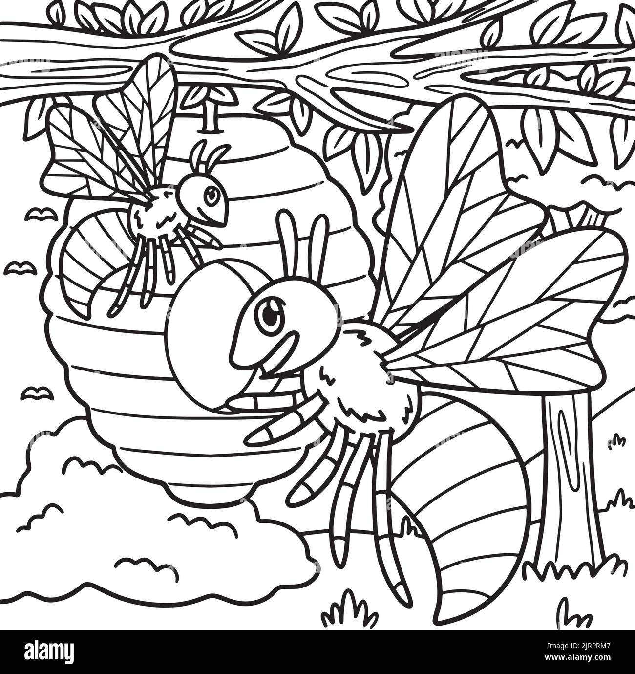 Bee Animal Coloring Page for Kids Stock Vector