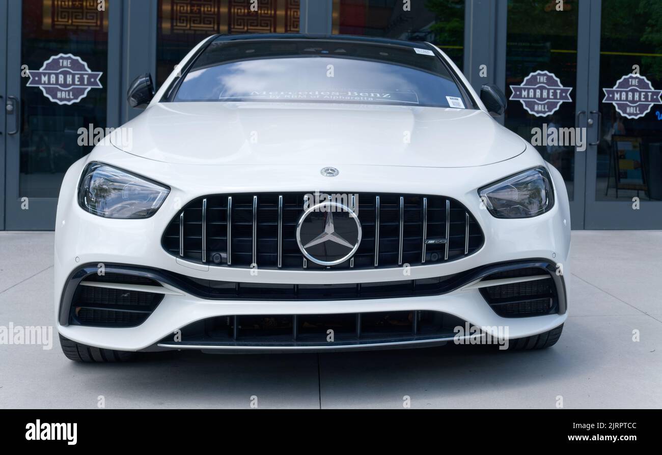 CUMMING, GEORGIA - July 5, 2022: Mercedes-Benz is a German automobile brand known for luxury vehicles, J. D. Power ranked Mercedes-Benz vehicles above Stock Photo