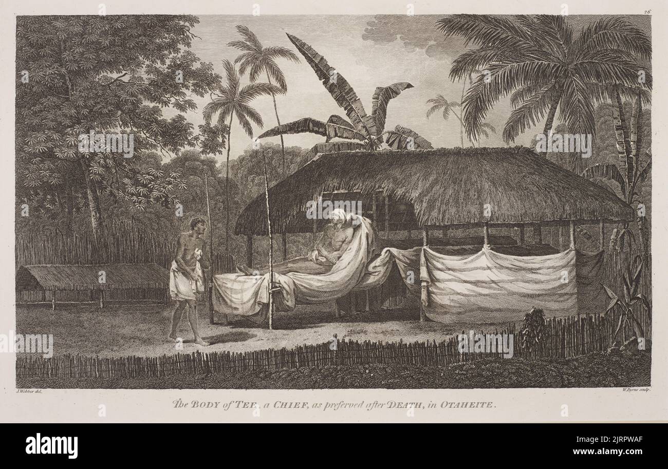 The Body of Tee, a Chief, as preserved after Death, in Otaheite, 1784, by John Webber, William Byrne. Stock Photo