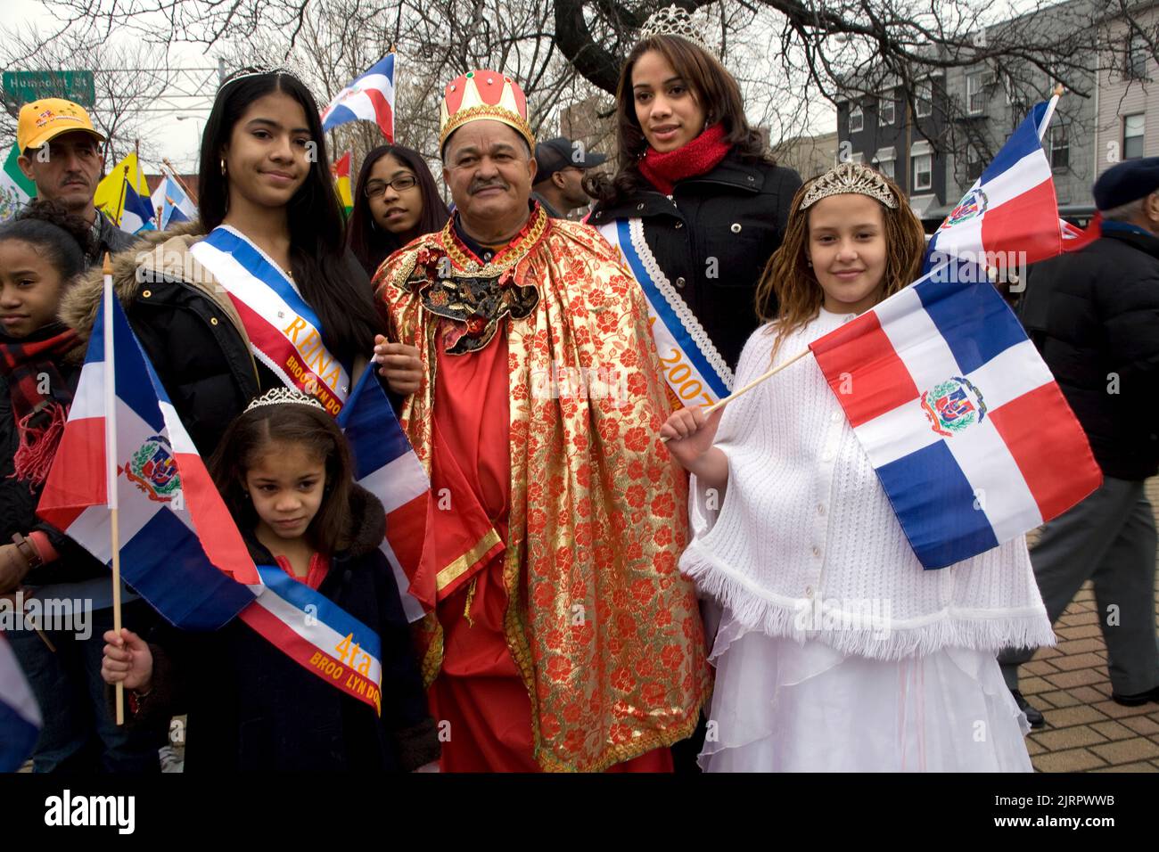 Three Kings Day Parade in Brooklyn, New York. Dominican flag being