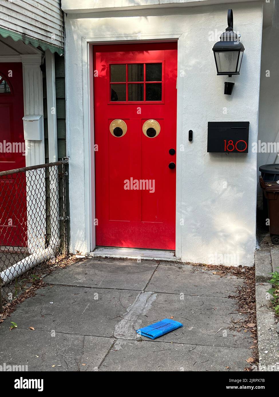 Front door with eyes in the residential Windsor Terrace neighborhood in