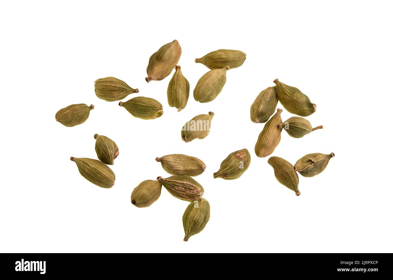 Cardamom is a spice made from the seeds of plants in the genera Elettaria, family Zingiberaceae, native of the Indian subcontinent and Indonesia. Stock Photo