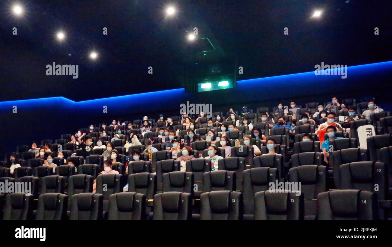 SHANGHAI, CHINA - AUGUST 25, 2022 - Fans watch a movie at a cinema in