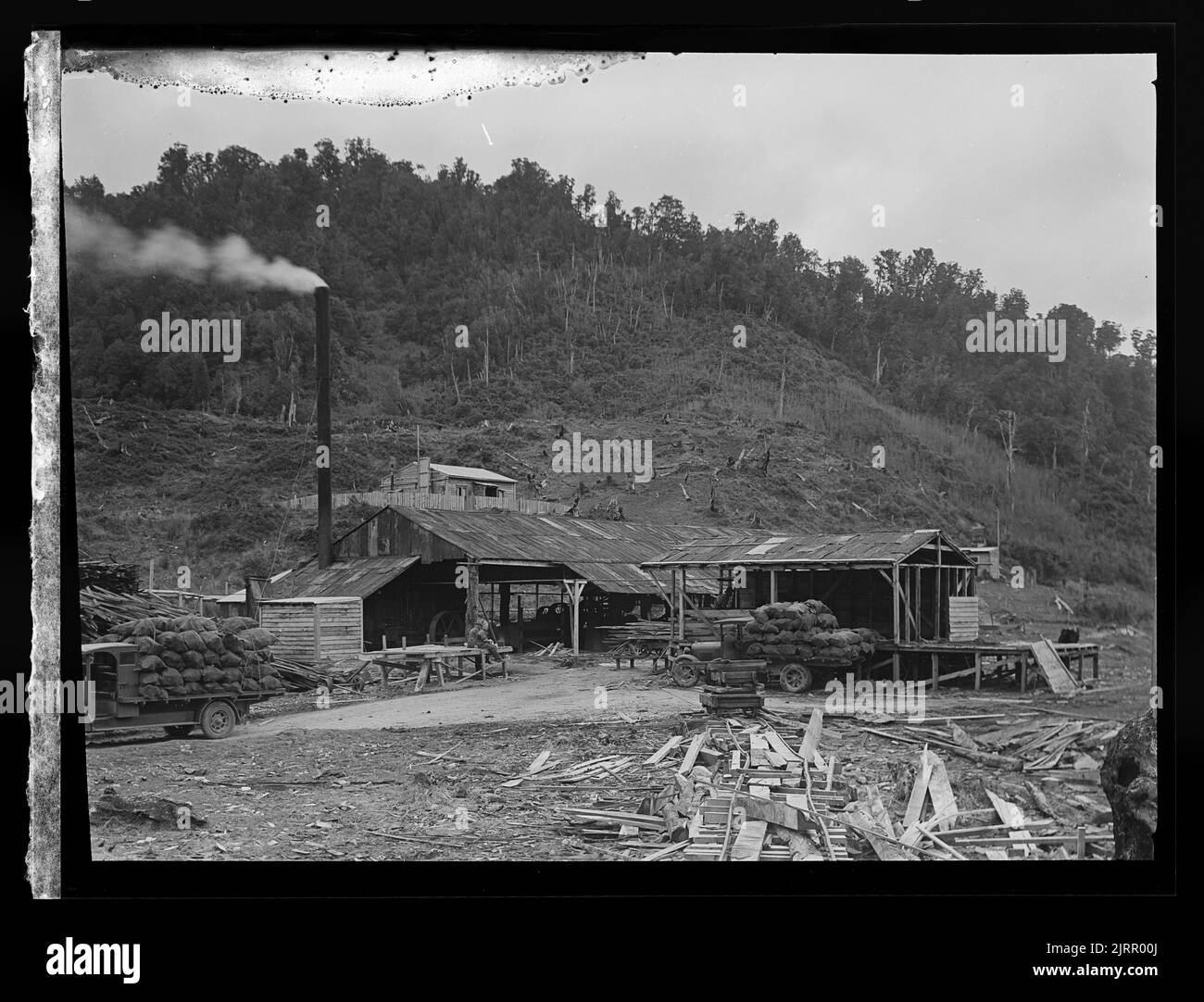 Saw mill on Mill Road, Akatarawa, 1940s, North Island, by J.W. Chapman