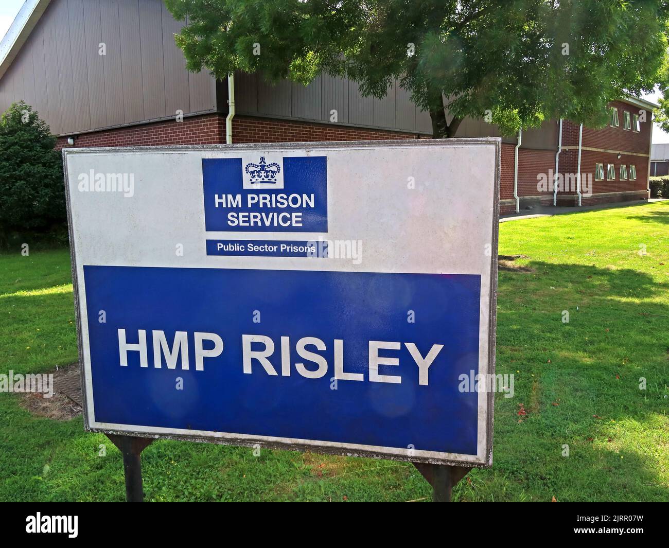 HMP Risley, Category C men's prison, Warrington Rd, Risley, Croft, Warrington WA3 6BP, operated by Her Majesty's Prison Service Stock Photo