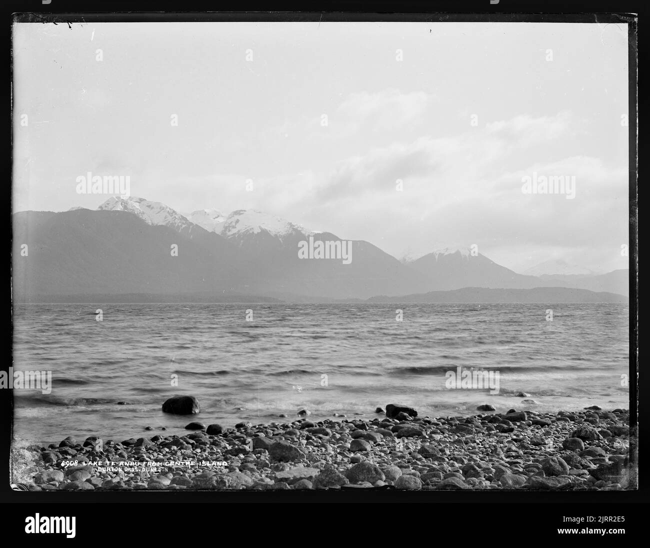 Lake Te Anau from Centre Island, 1889, Dunedin, by Burton Brothers, Alfred Burton Stock Photo