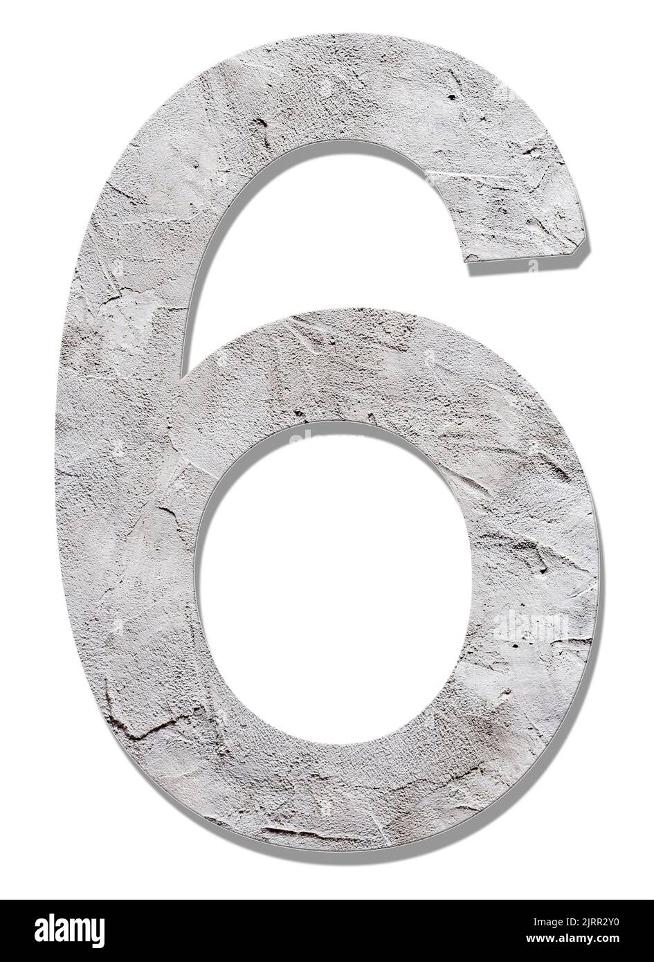 Number 6 with concrete texture, on white background Stock Photo - Alamy