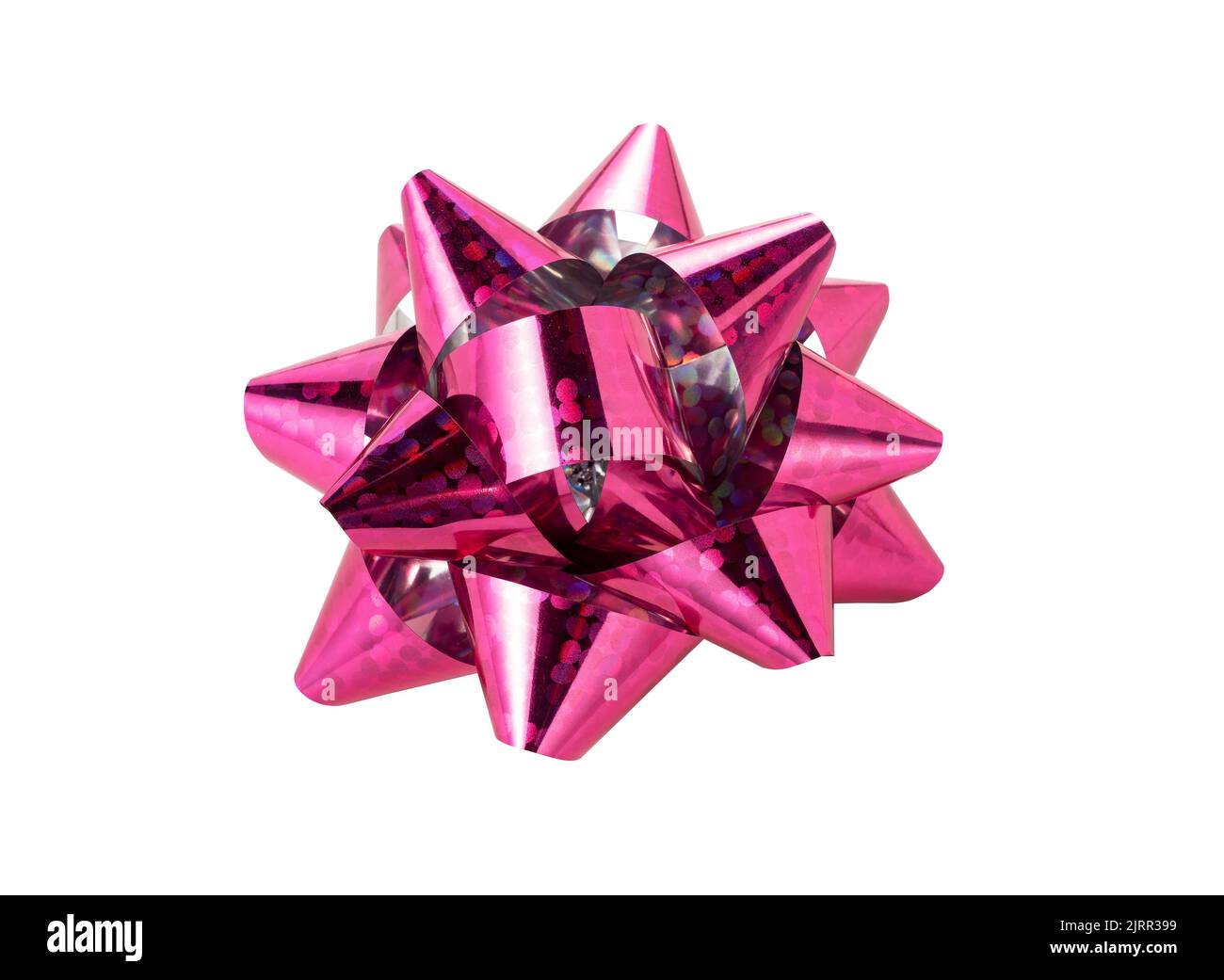 Pink decorative ribbon placed on white background Stock Photo