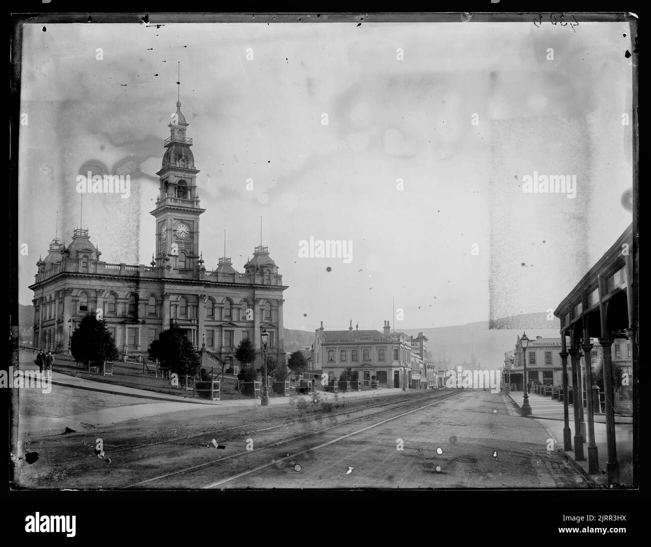 [Town Hall, looking down Street, Dunedin], Dunedin, by Burton