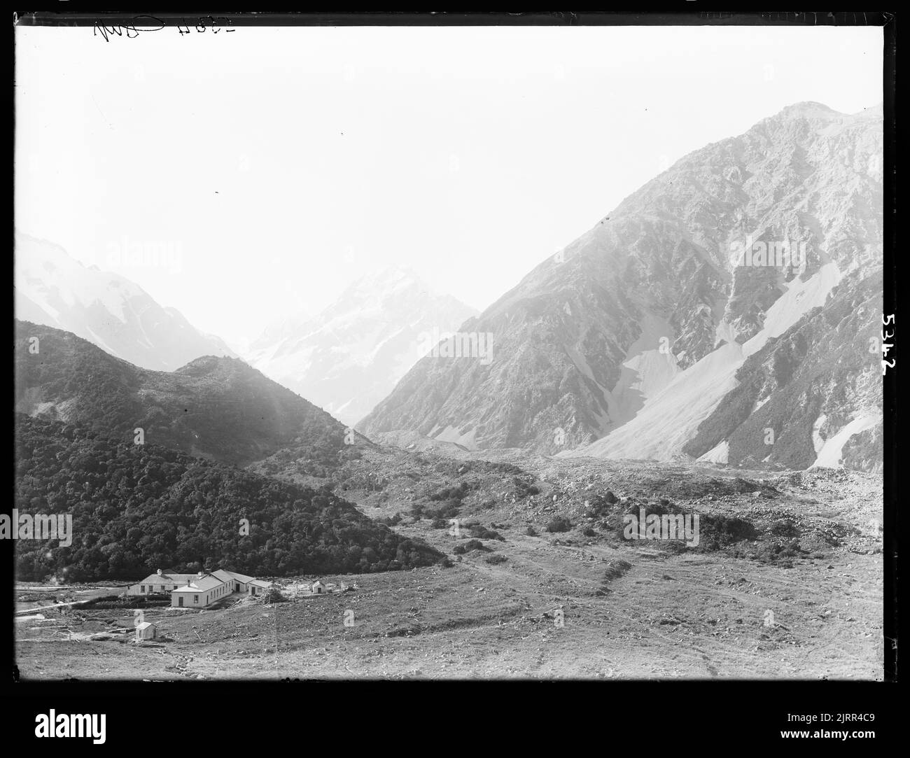 Mount Cook and first Hermitage, 1893, Dunedin, by Burton Brothers