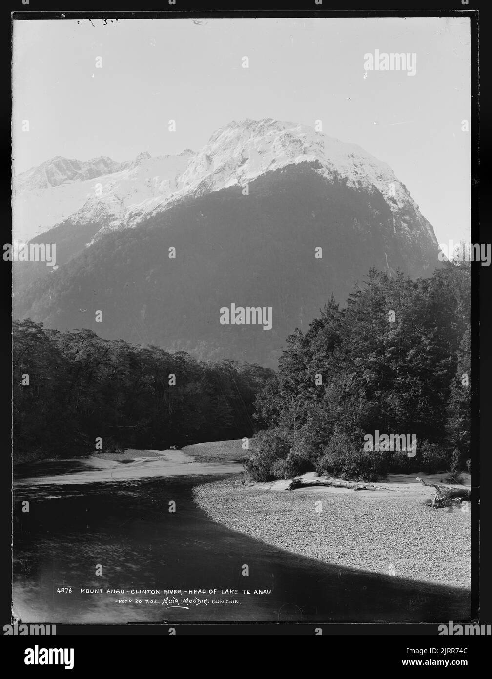 Mount Anau, Clinton River, head of Lake Te Anau, 1889, Dunedin, by Burton Brothers, Alfred