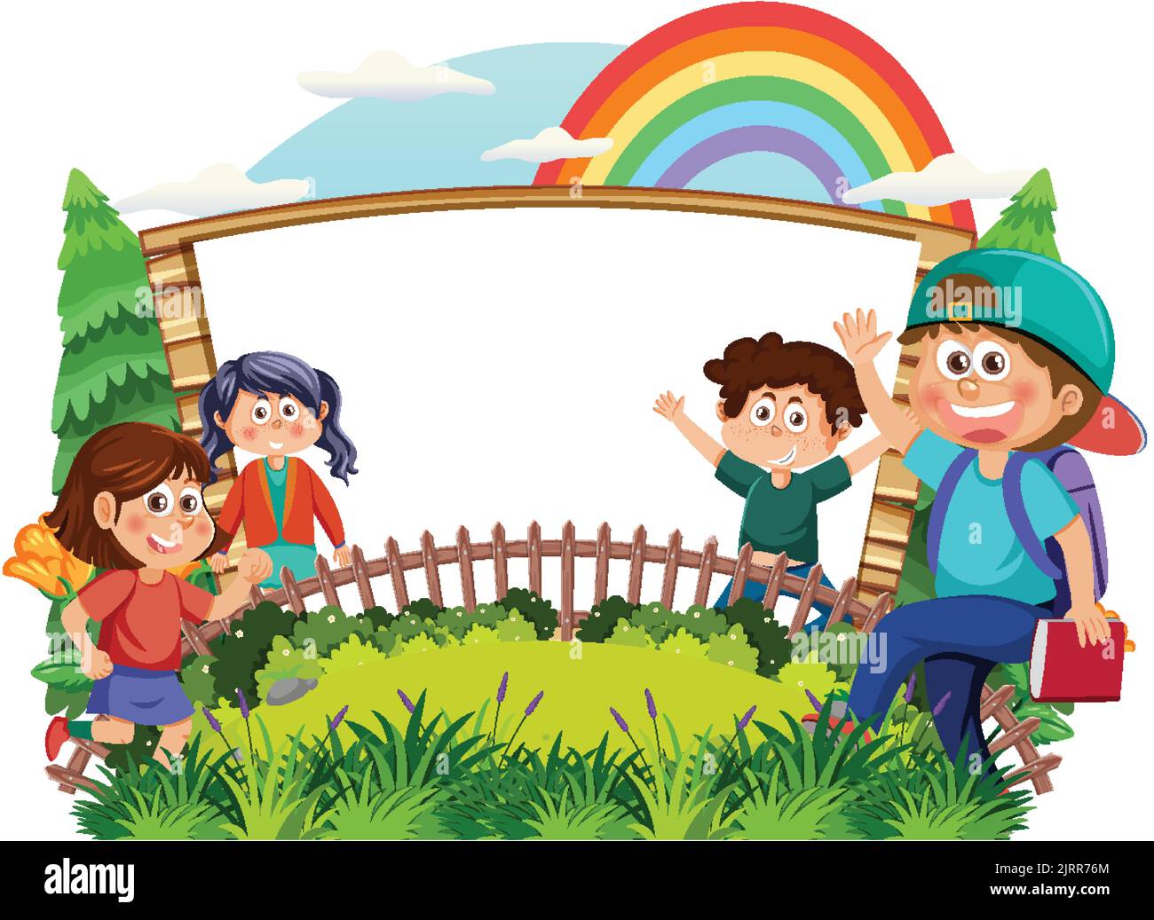 Empty board with cartoon kids illustration Stock Vector Image & Art - Alamy