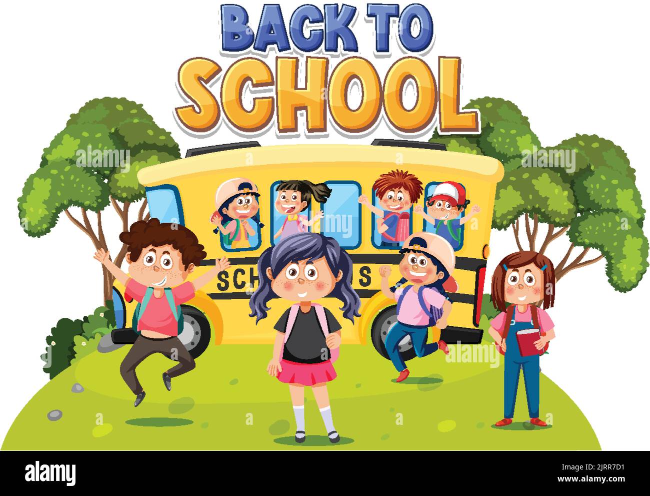 Back to school with student kids illustration Stock Vector Image & Art ...