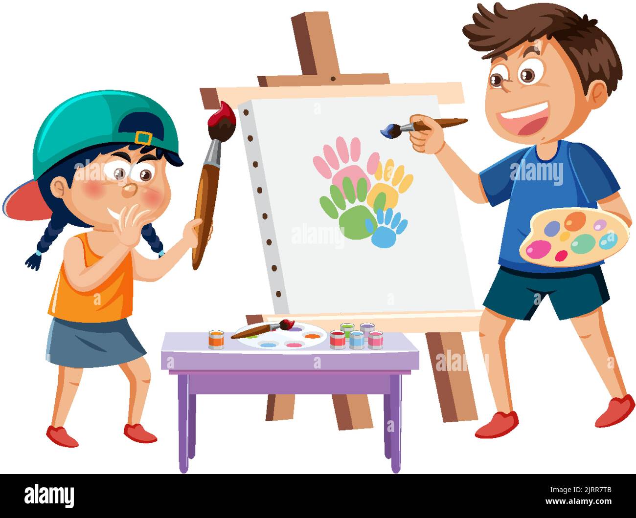 Children painting on canvas illustration Stock Vector Image & Art - Alamy