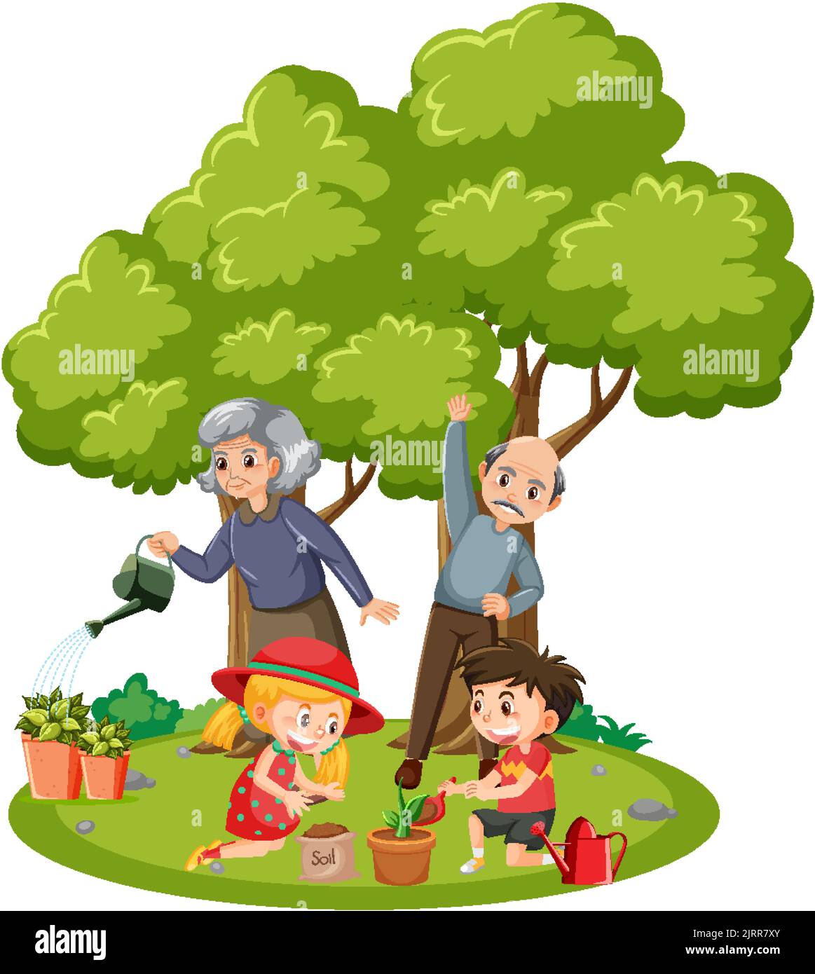 Children Helping Elderly Clipart