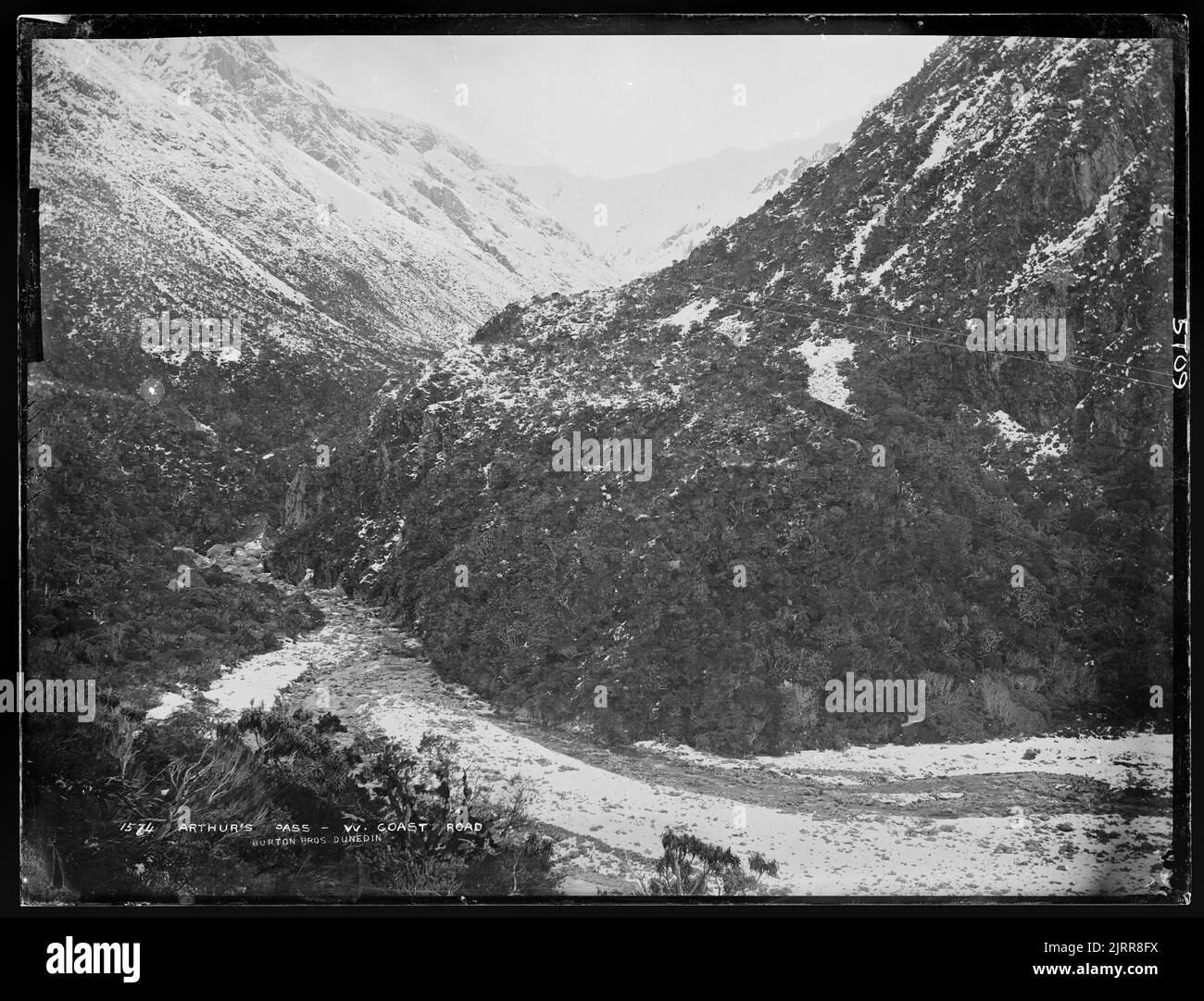 Arthur's Pass, West Coast Road, New Zealand, by Burton Brothers Stock