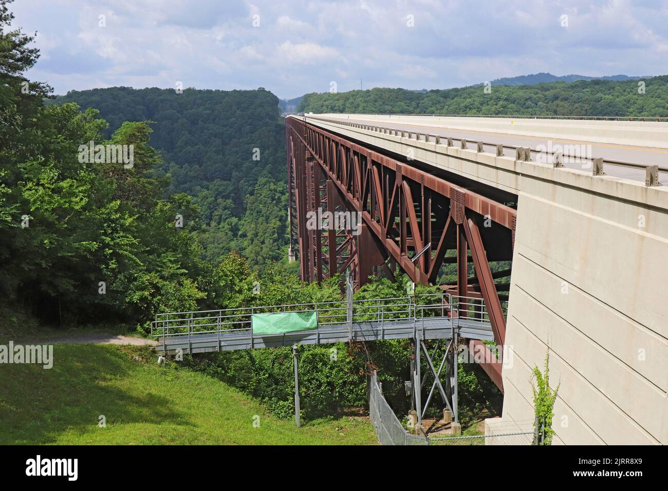 View of the New River Gorge Bridge on U.S. Route 19 near Fayetteville, West Virginia Stock Photo