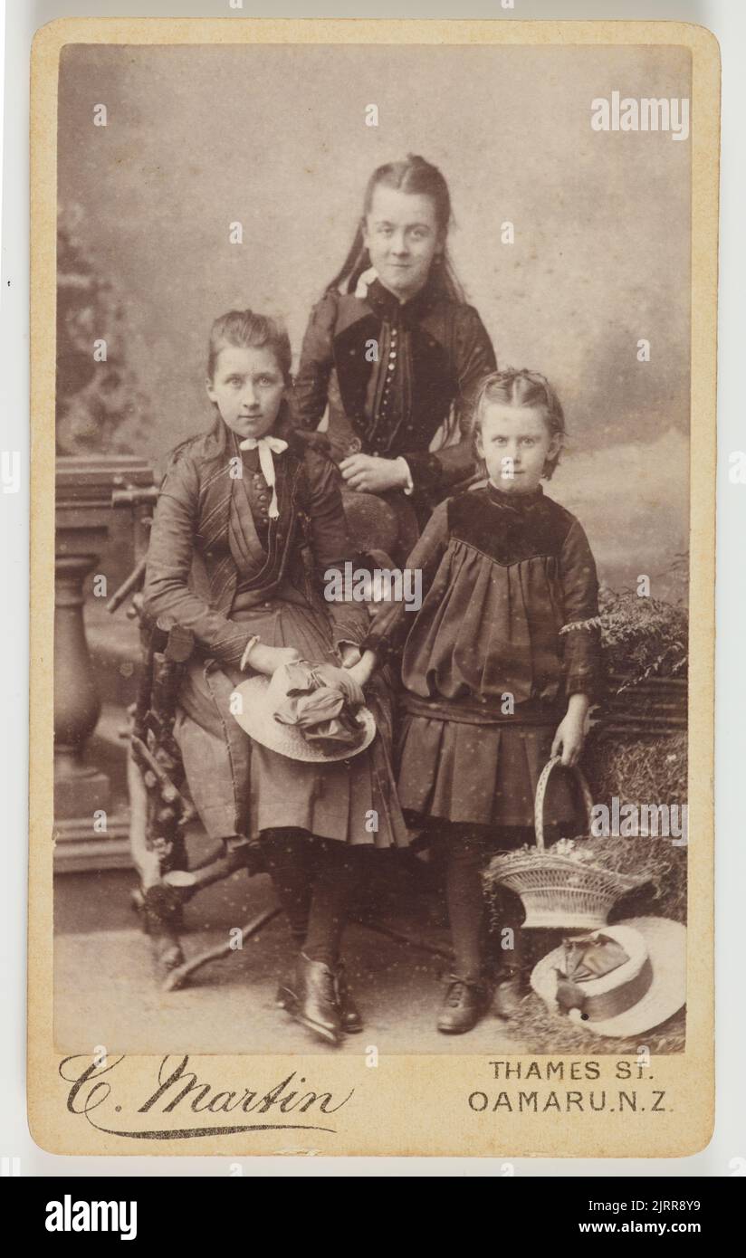 Portrait of three girls, 1860s-1880s, by Charles Martin. Gift of Simon Knight, 2015. Stock Photo