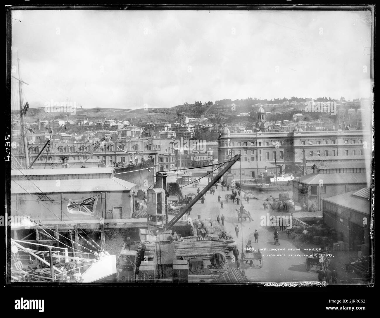 Wellington, from wharf, 1880s, Dunedin, by Burton Brothers. Stock Photo