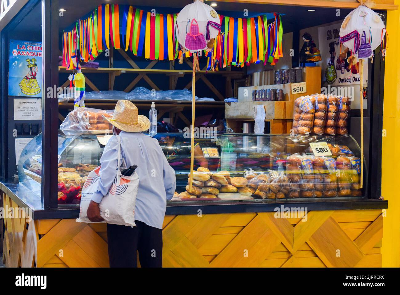 Small bakery kiosk inside the Mercado de 20 Noviembre, Oaxaca, Mexico