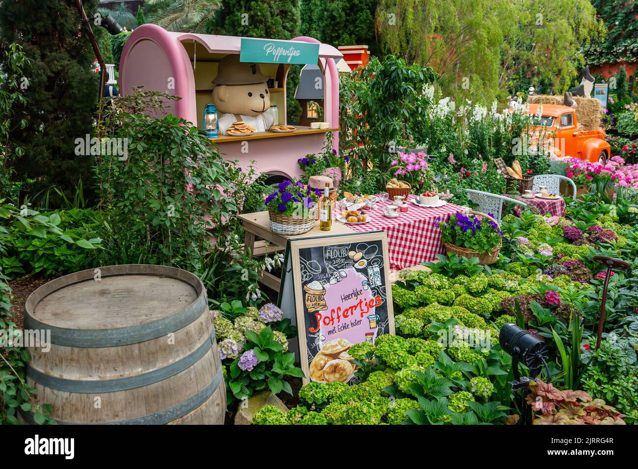 A cute Teddy Bear selling Poffertjes at the Dutch Section in the Flower