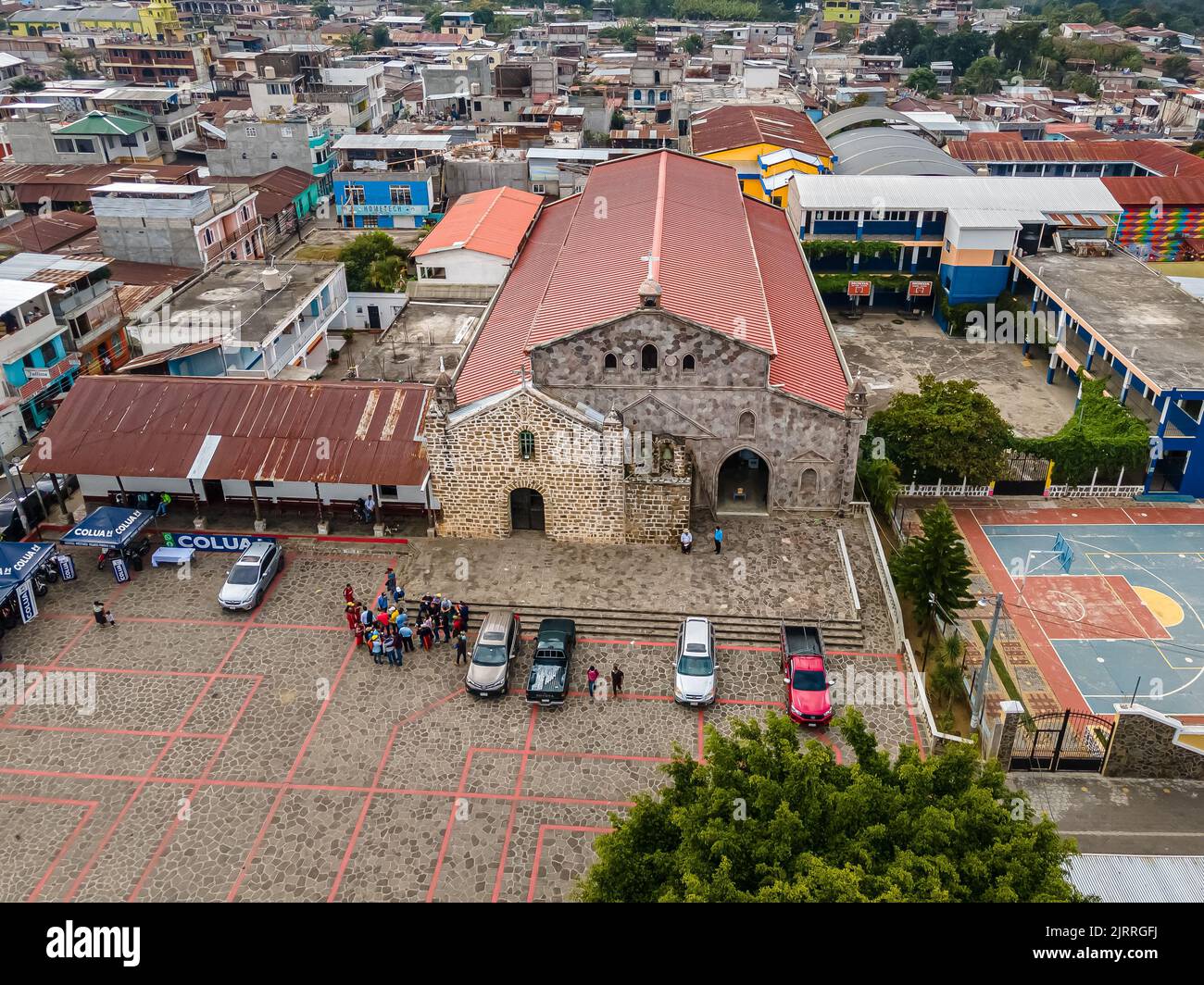 Beautiful aerial view of San Juan la Laguna small town in the Guatemala