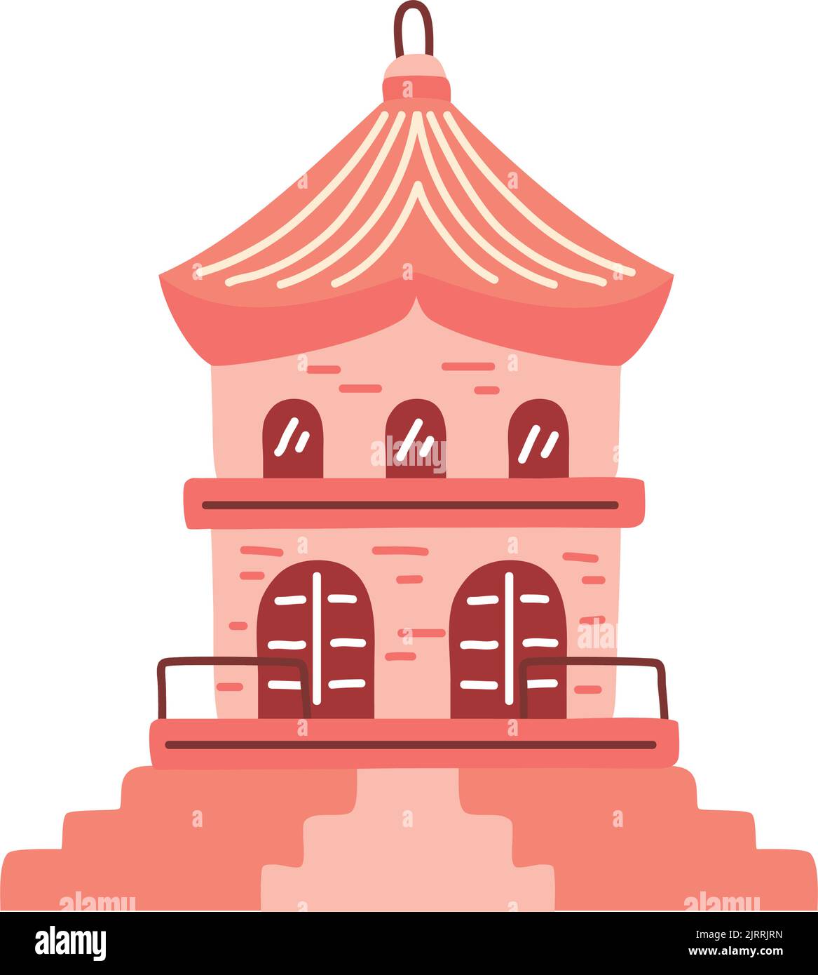pink korean building facade icon Stock Vector