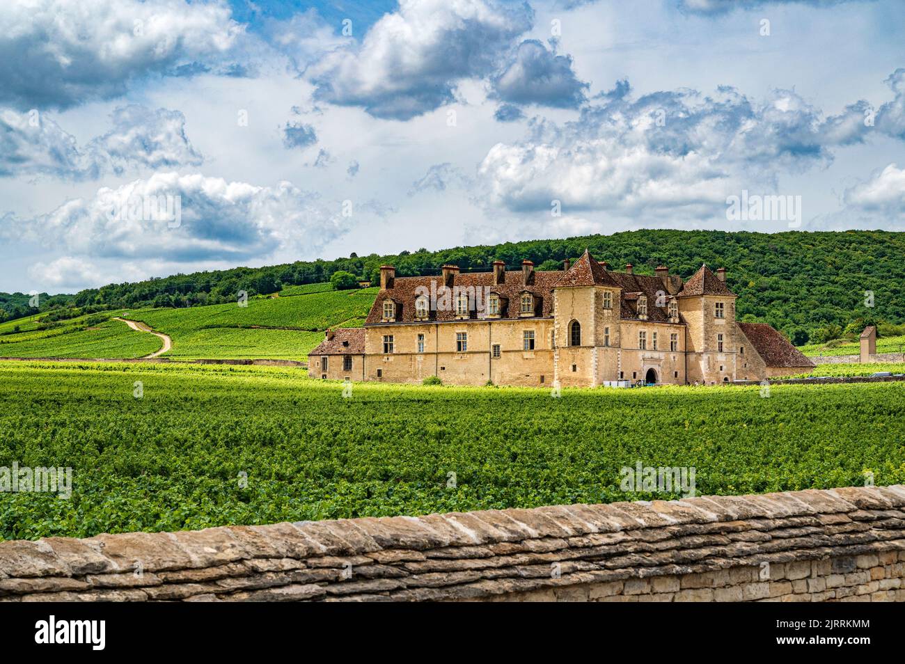 The formerly Cistercensian winery Clos de Vougeot is one of the most renowned wineries in Burgundy, France Stock Photo