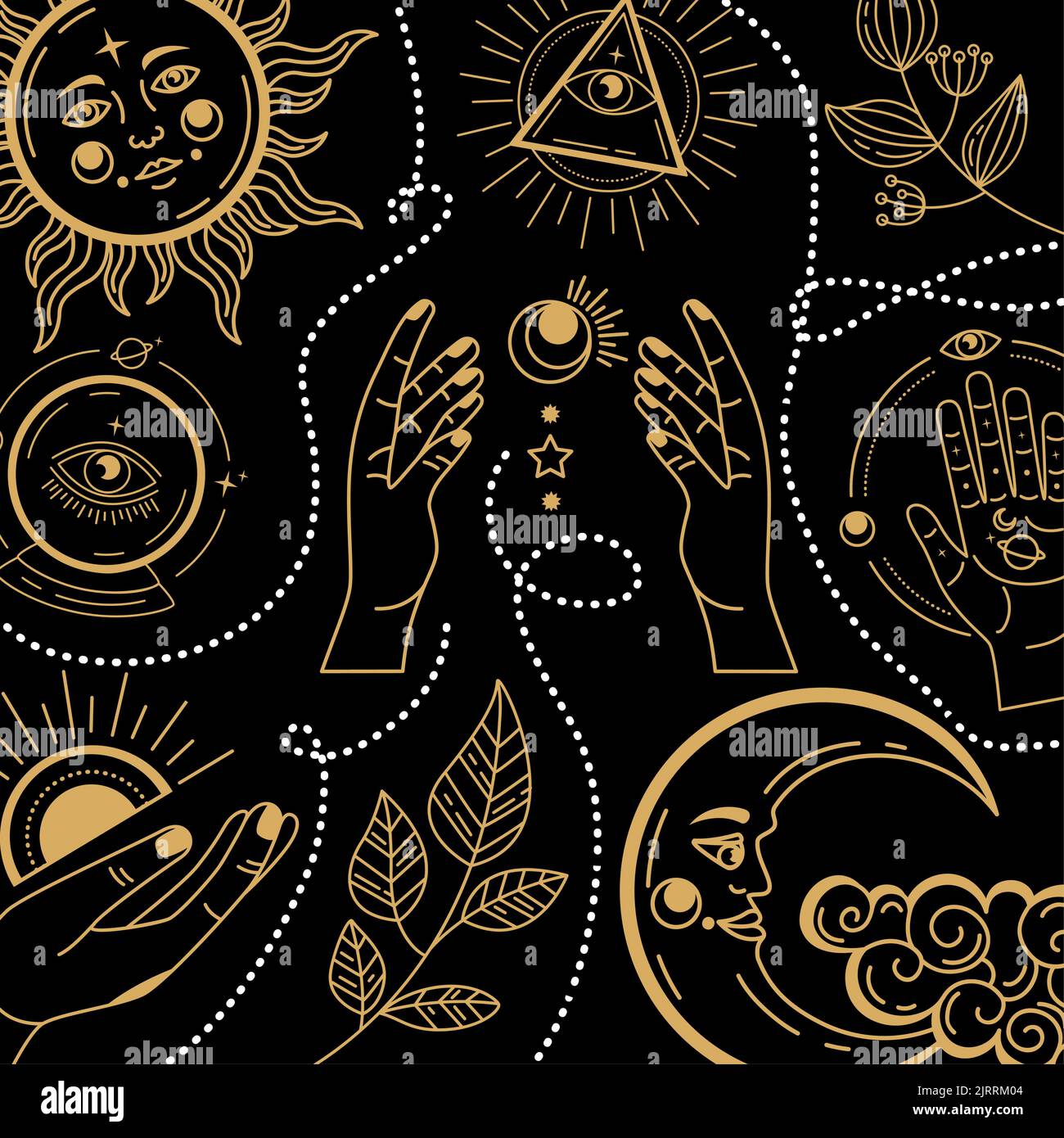 golden astrology symbols pattern background Stock Vector Image & Art ...