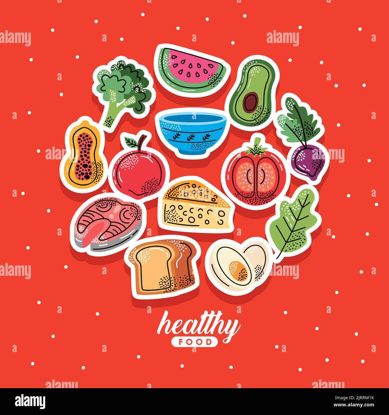 healthy food lettering and icons Stock Vector Image & Art - Alamy
