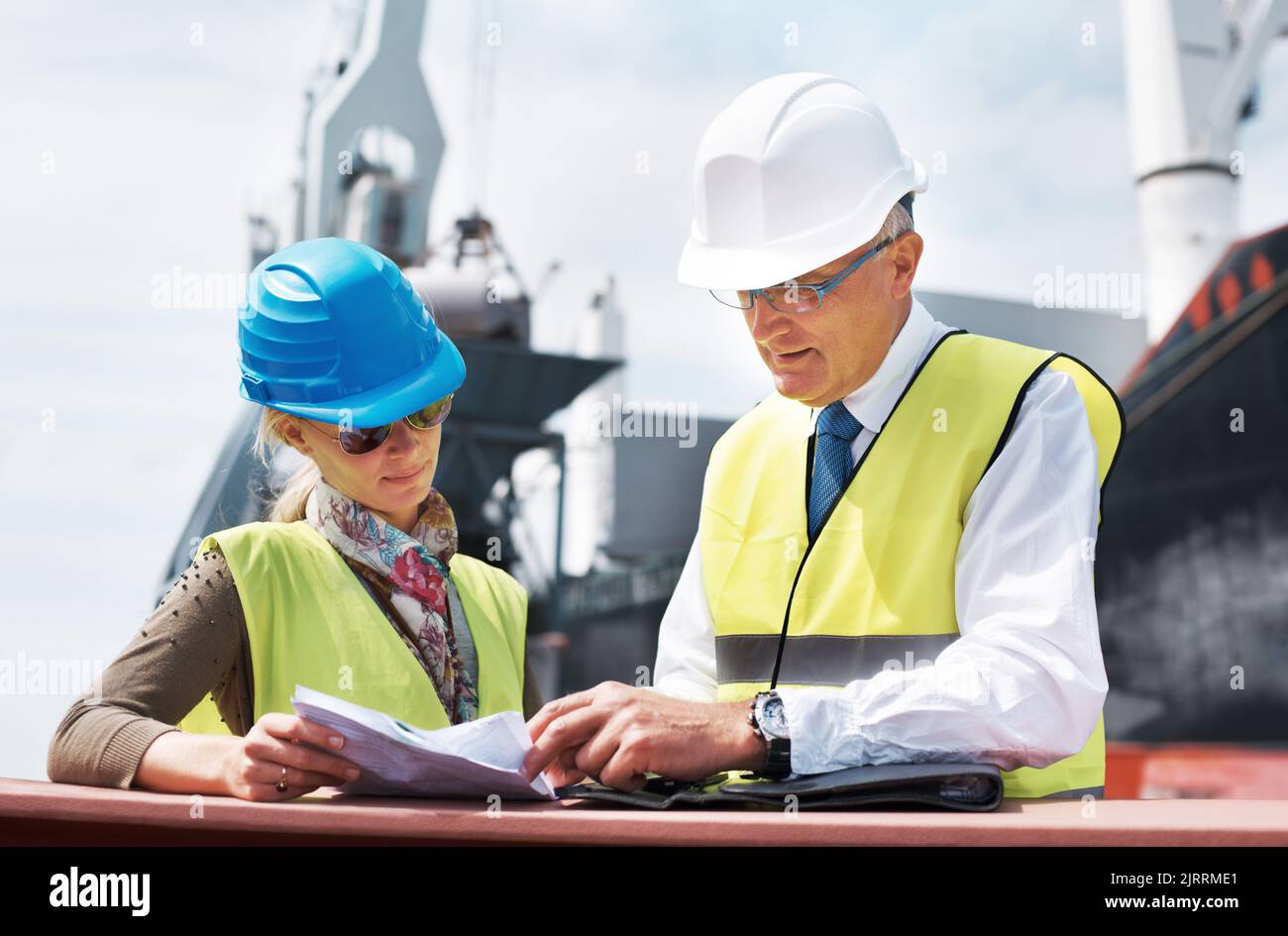 Logistics worker, employee and people doing administration with