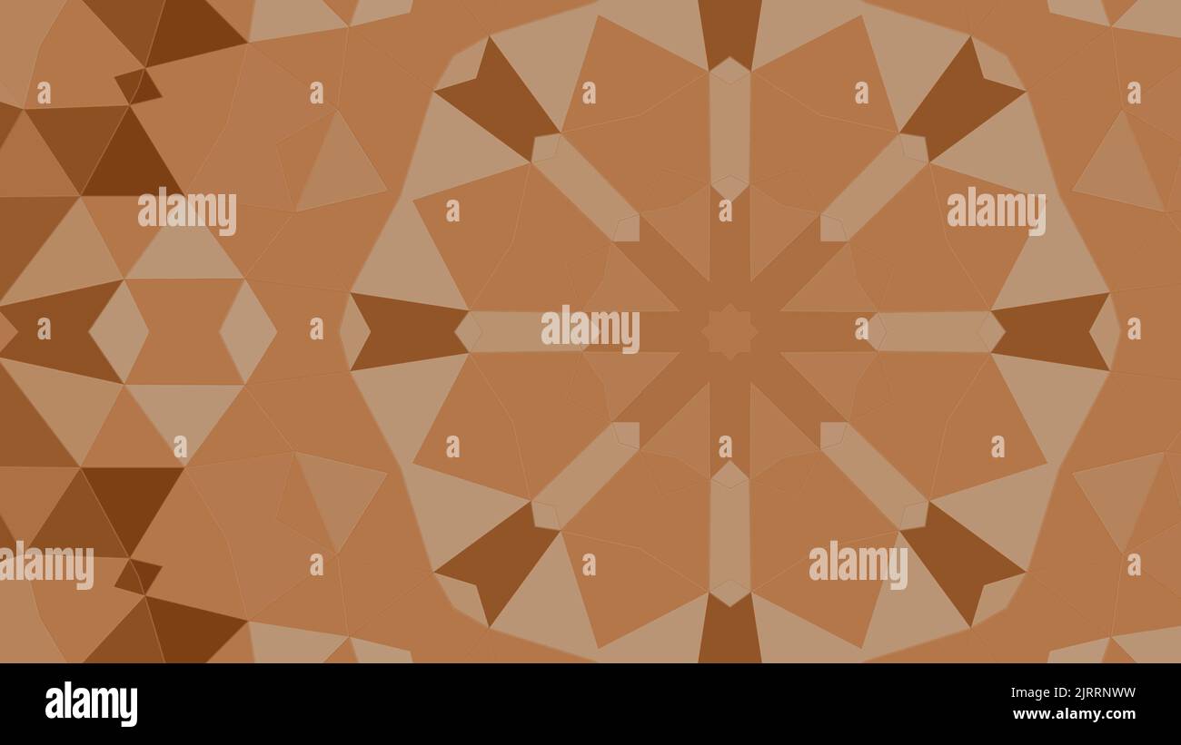 A low poly abstract background of random triangles in a variety of shades of dull orange, with a kaleidoscope effect Stock Photo