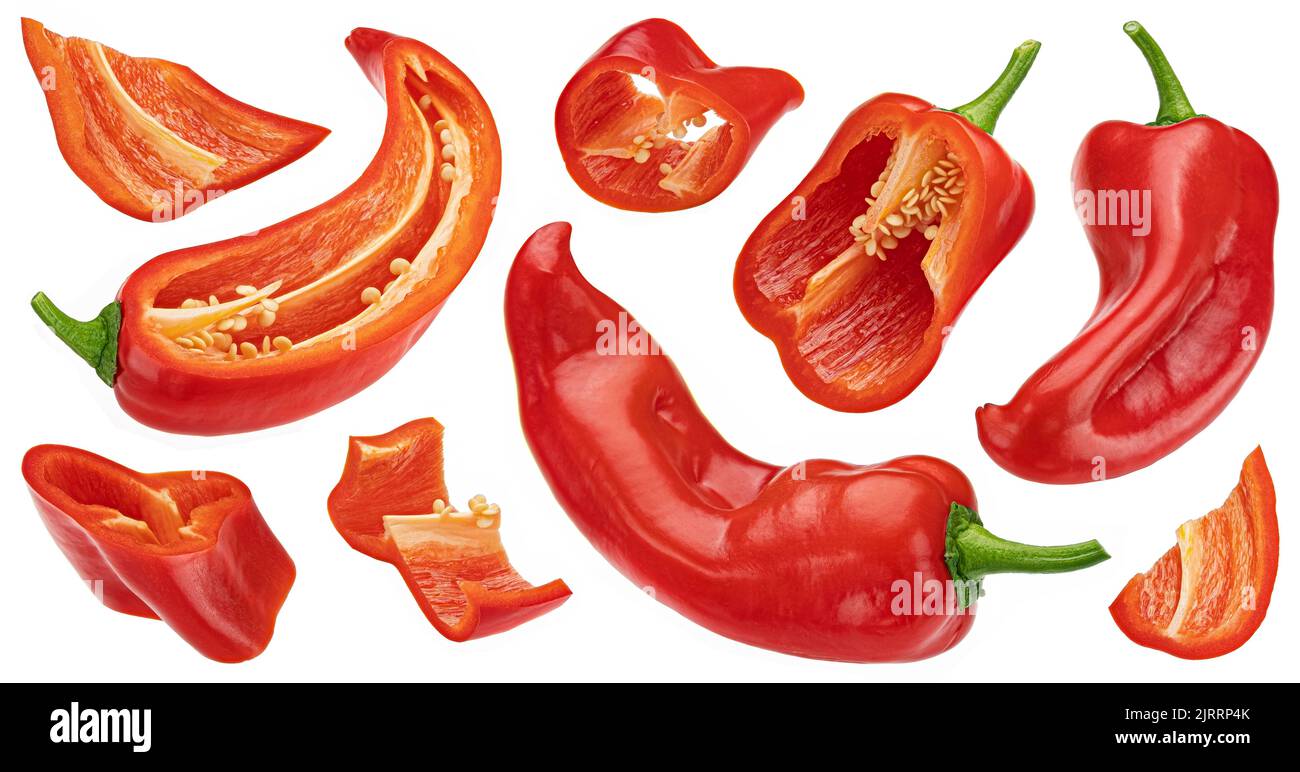 Red bell pepper isolated on white background Stock Photo