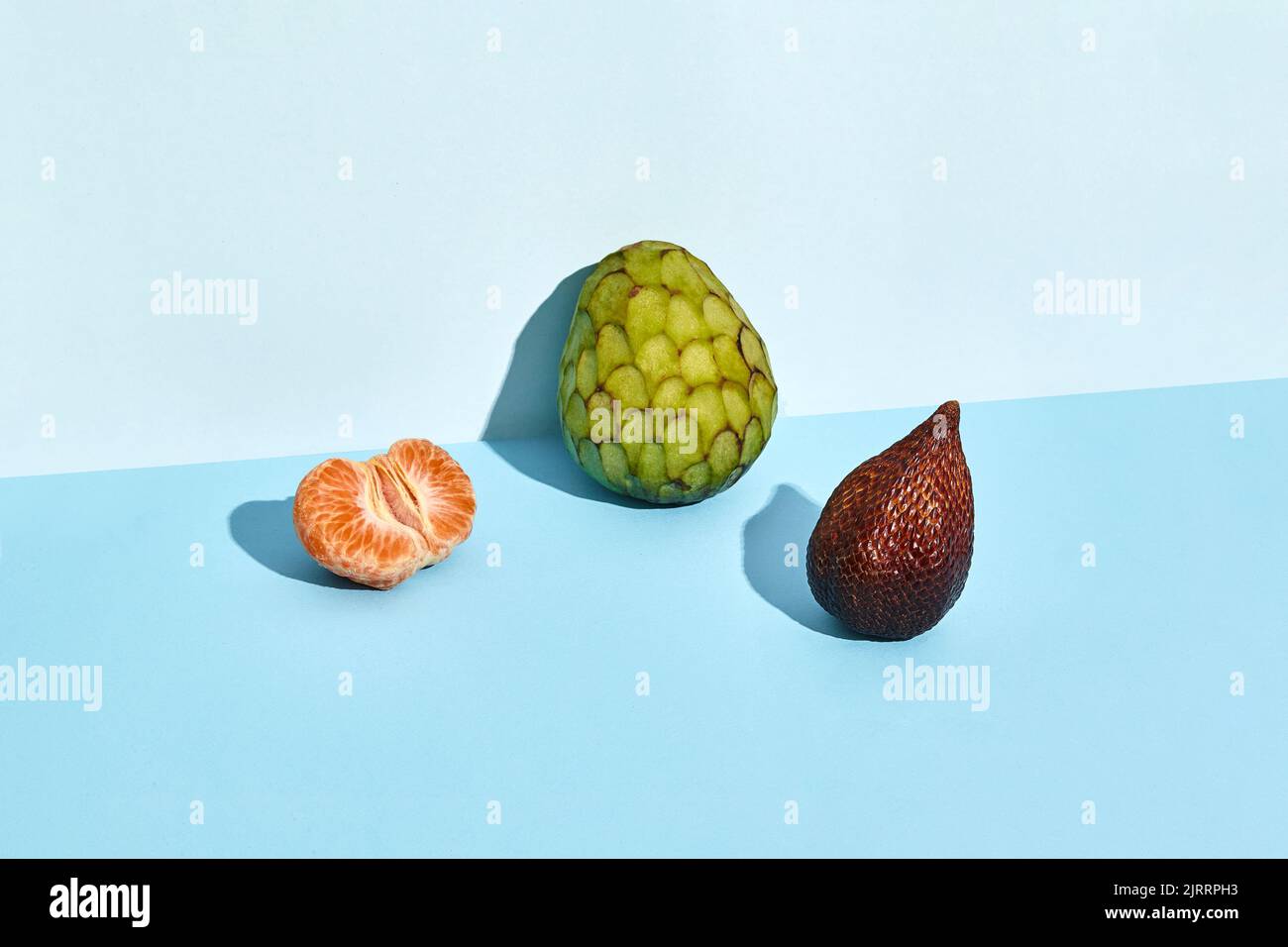 Sugarapple, fruit of Annona squamosa cherimoya and Salacca and mandarin Stock Photo Alamy