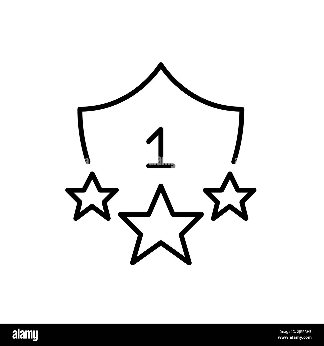 1st place shield with stars. Pixel perfect, editable stroke line icon Stock Vector
