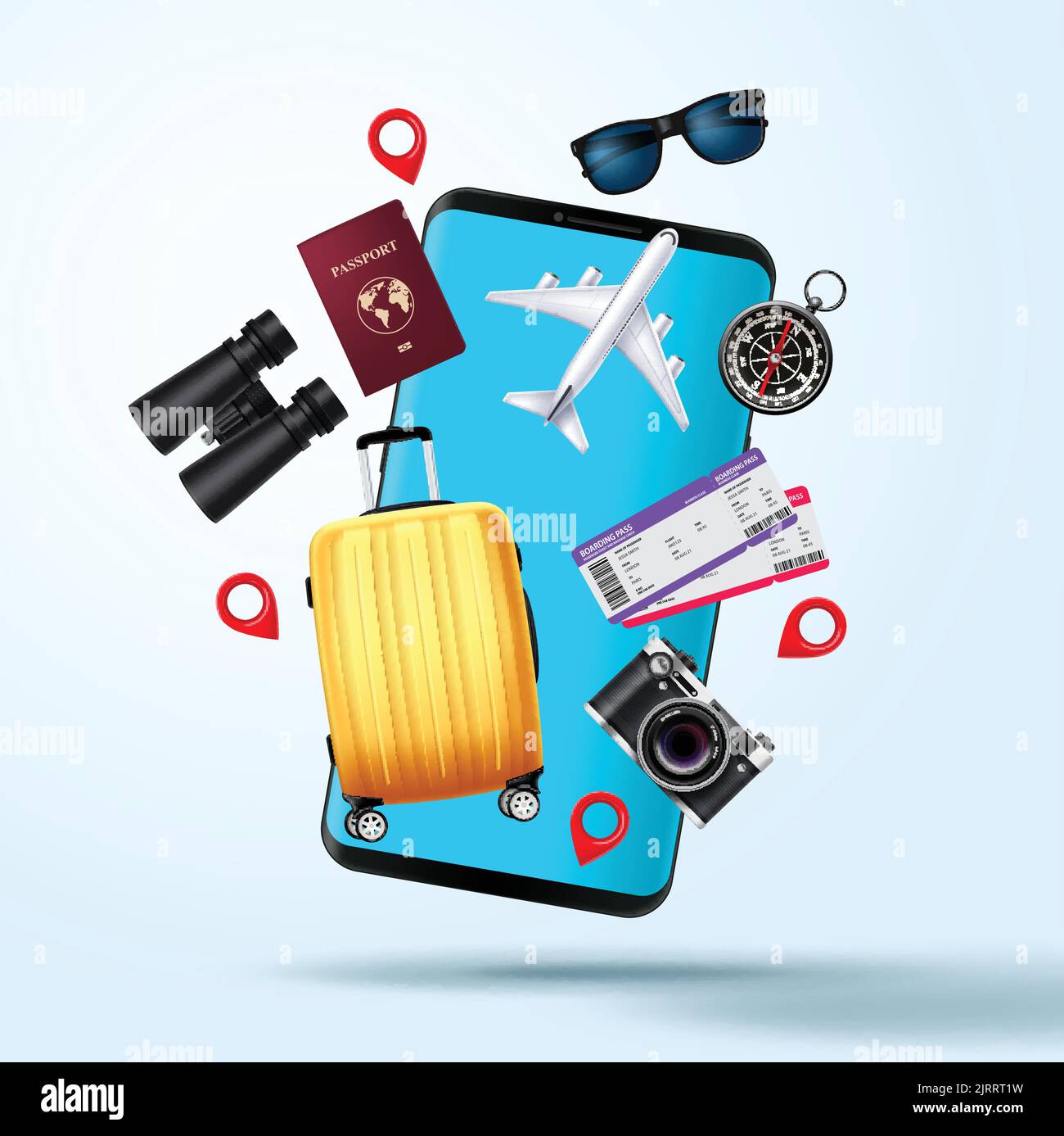 Travel elements vector design. Traveler element like mobile phone