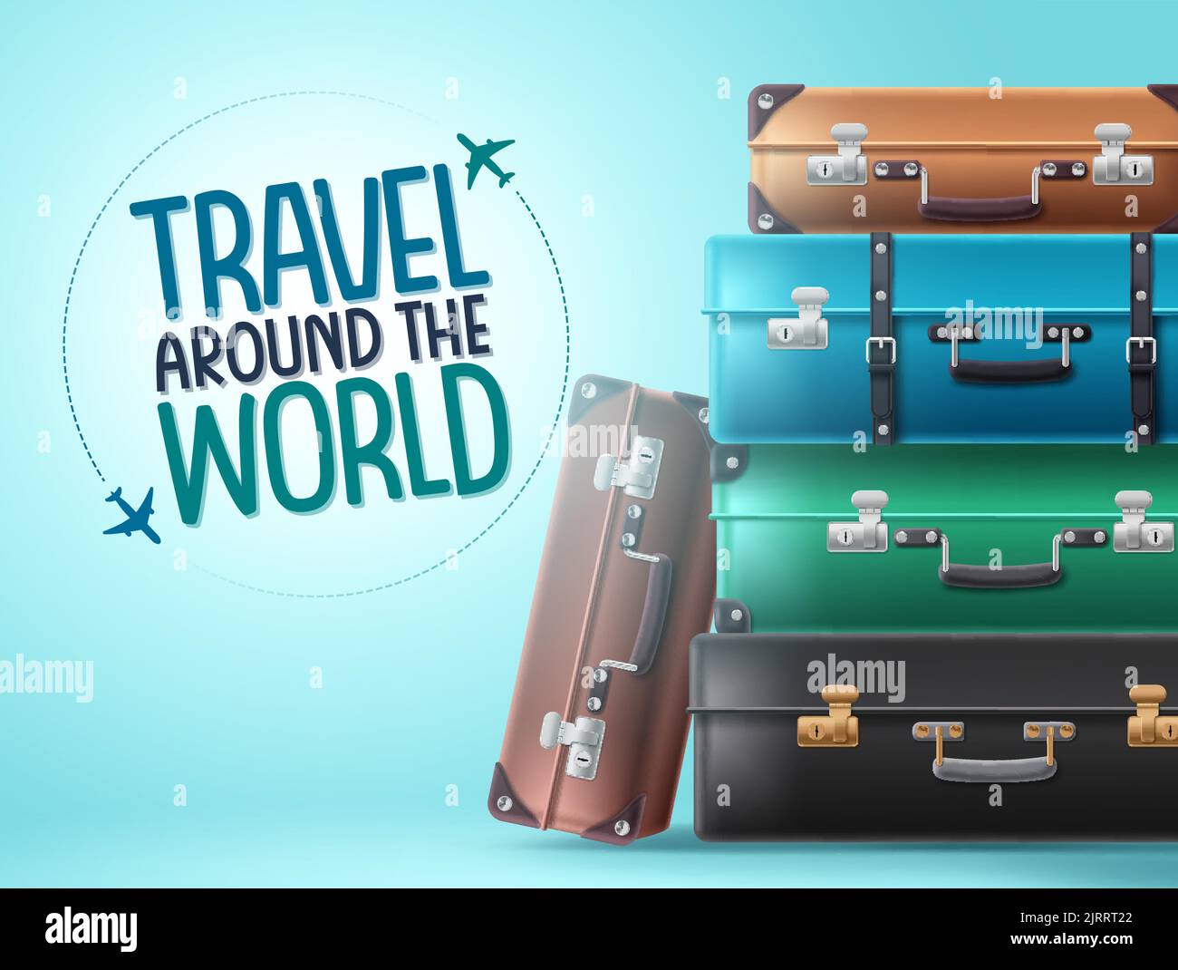 Travel world vector background design. Travelers suitcase, briefcase