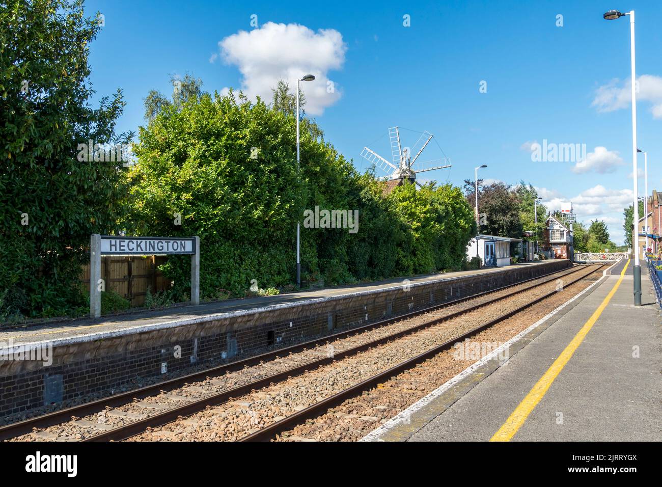 View looking West along Heckington railway station, Heckington Lincolnshire 2022 Stock Photo