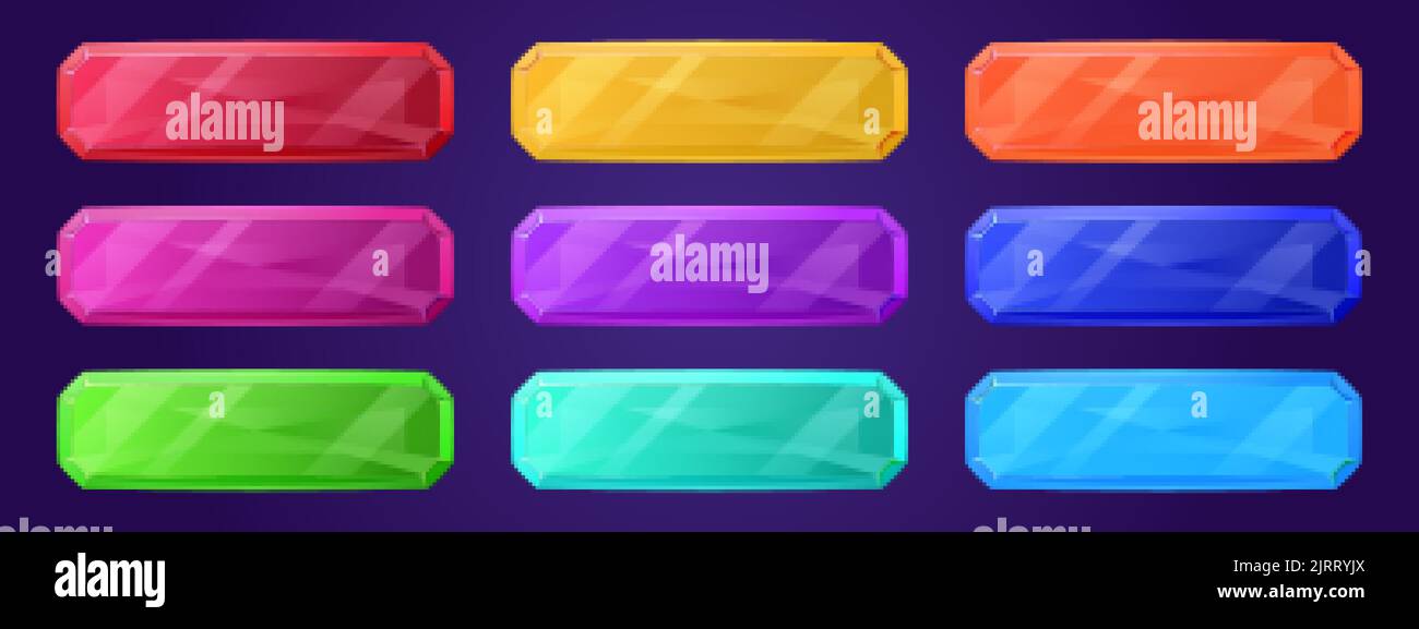 Glass color rectangular buttons for game or mobile app interface design ...