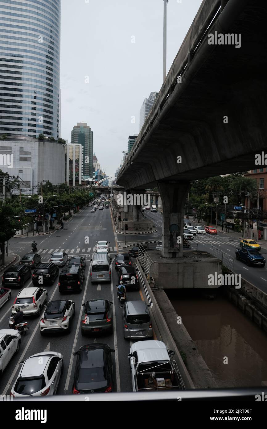 BTS Skytrain Overpass Trestle Bridge Rama 1 Road Bangkok Thailand Stock Photo