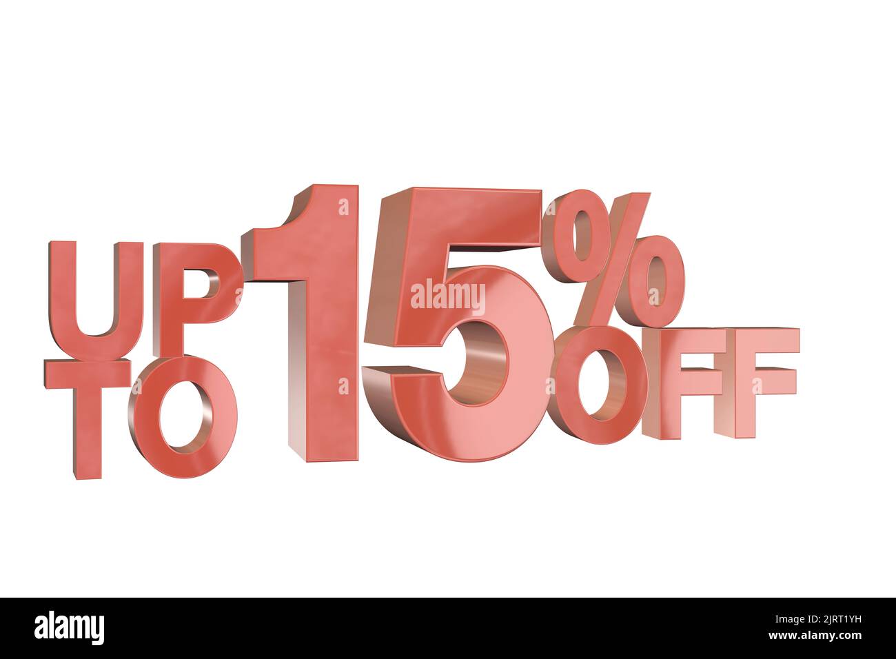 15% off banner sale sign 3D rendered discount banner marketing sign showing minus - up to upto 15% percent off Stock Photo