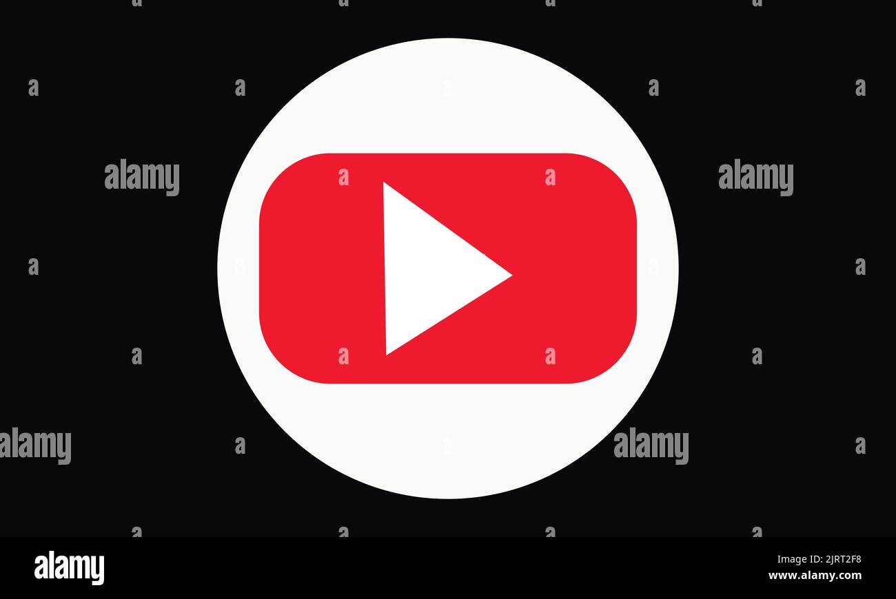 play button youtube, you tube video icon, logo symbol red banner, flat vector, social media sign, mobile app, web video mark vector Stock Vector