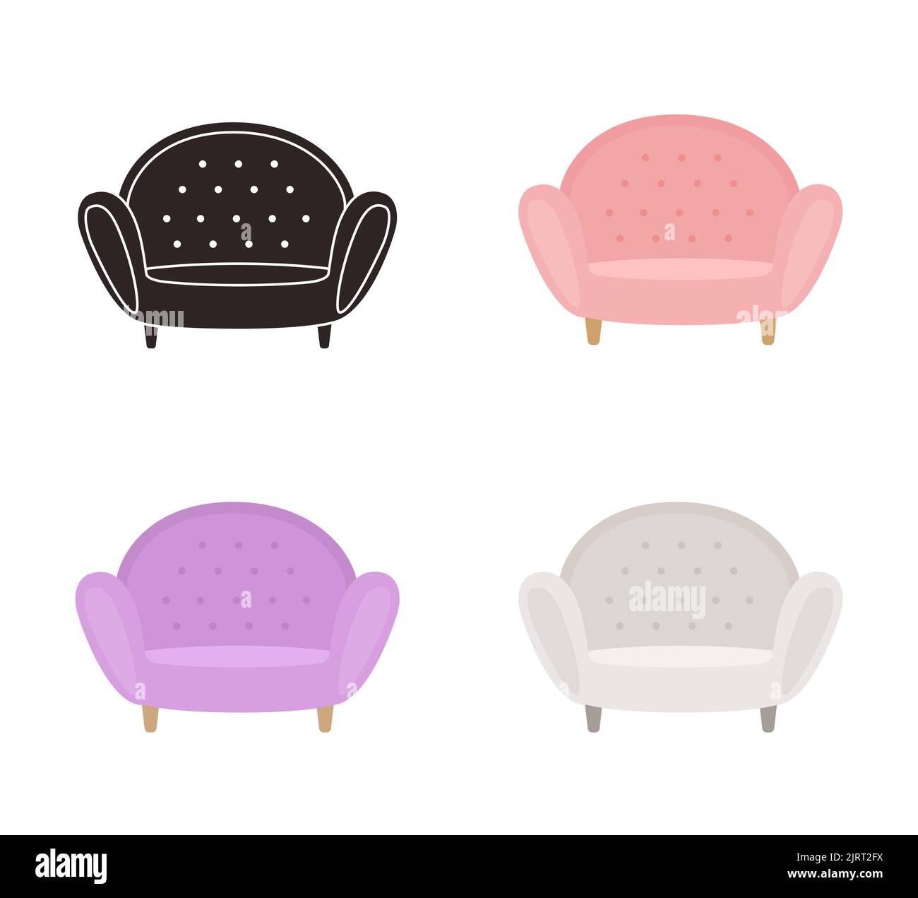 Set of soft chairs in different colors. Cartoon flat Stock Vector Image ...