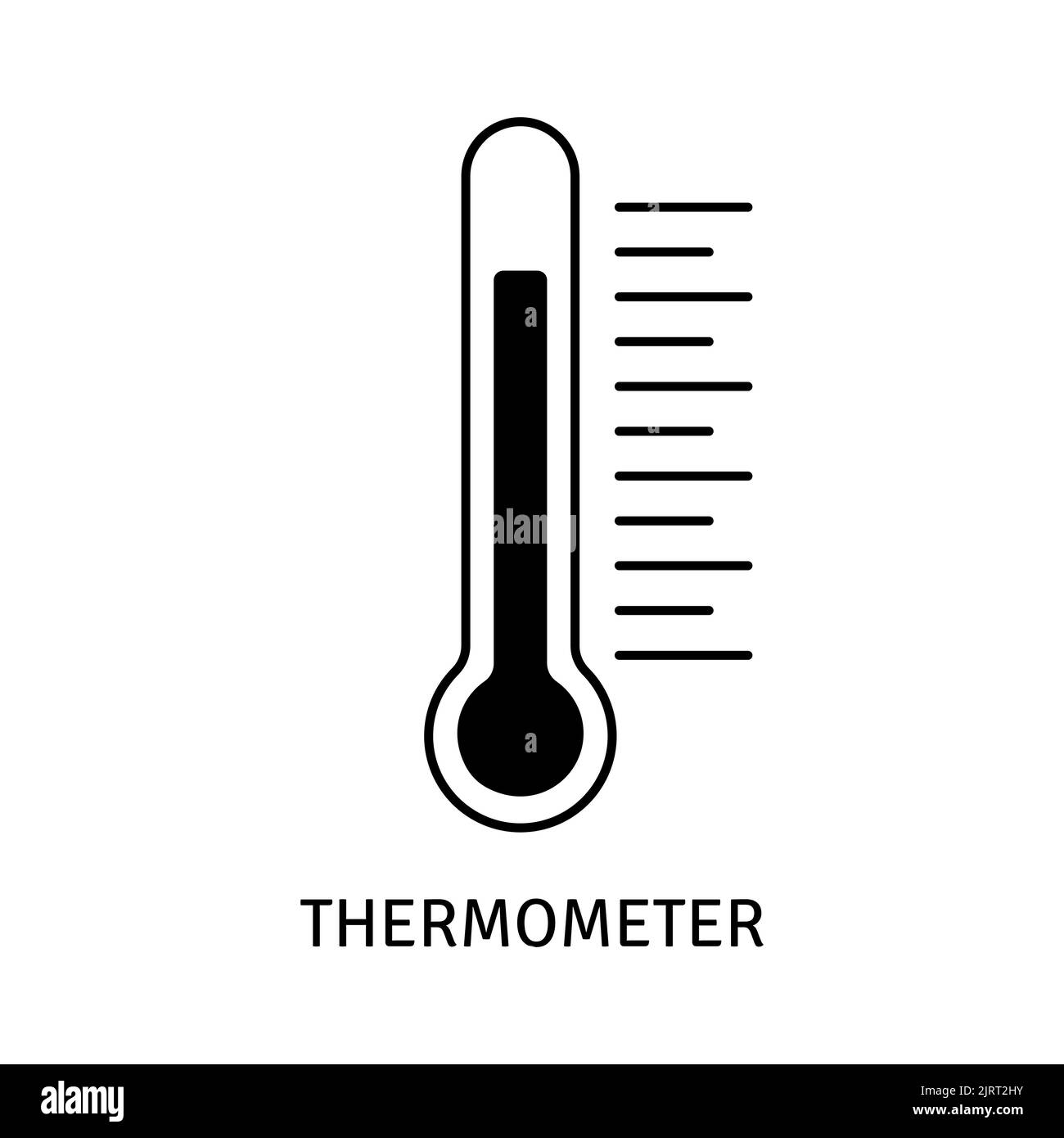 Thermometer icon marking High temperature. Flat vector illustration