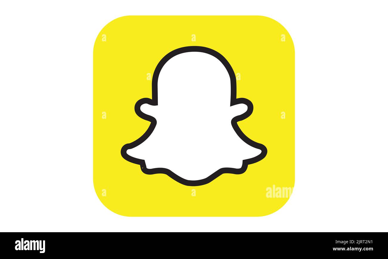 Snapchat logo on pc screen. Snapchat is popular a photo messaging application. Stock Vector
