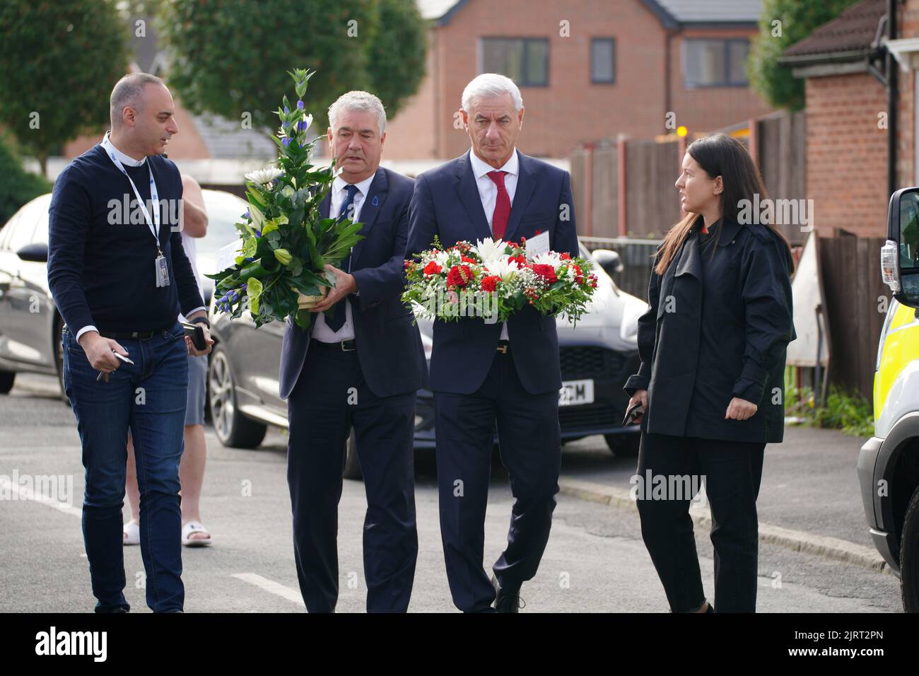 Ambassador of Liverpool FC, Ian Rush (right), and Ambassador of Everton FC, Ian Snodin, visits the scene in Kingsheath Avenue, Knotty Ash, Liverpool, where nine-year-old Olivia Pratt-Korbel was fatally shot on Monday night. Picture date: Friday August 26, 2022. Stock Photo