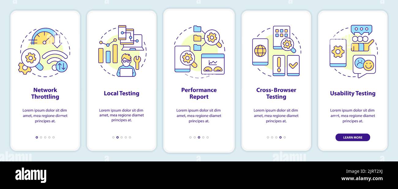 Mobile first design testing onboarding mobile app screen Stock Vector