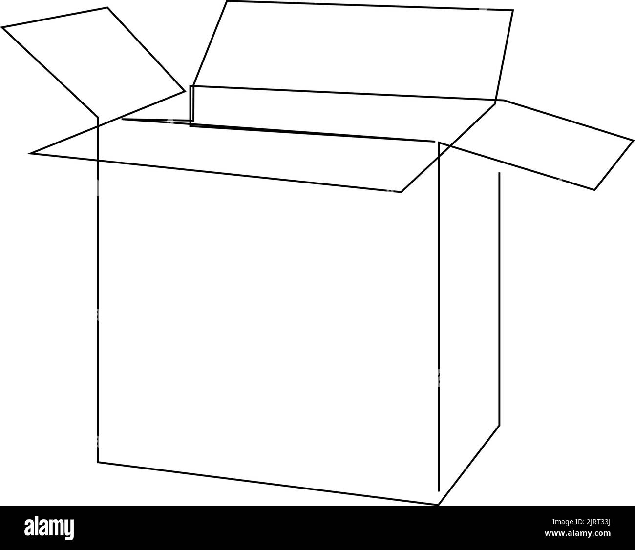 A cardboard box drawing by one continuous line on a white background ...